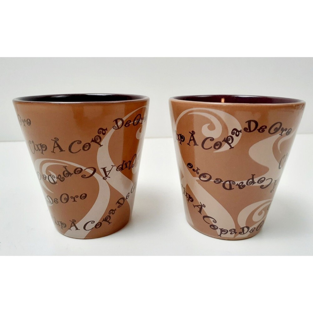 Cup A Copa De Oro Brown Coffee Cups Mugs (Designed with no handles) Set of 2